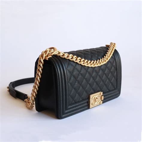 chanel black caviar medium boy bag|BOY CHANEL .